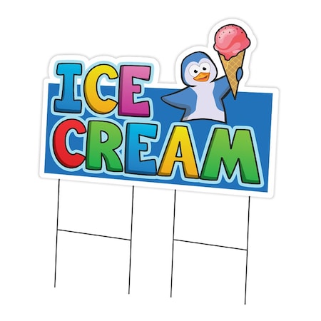 Signmission Ice Cream 1 Yard Sign & Stake outdoor plastic coroplast window, C-DC-2436-DS-Ice Cream 1 C-DC-2436-DS-Ice Cream 1