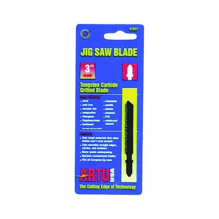 Artu Jig Saw Blade, 3 in L, Tungsten Carbide Cutting Edge 1637