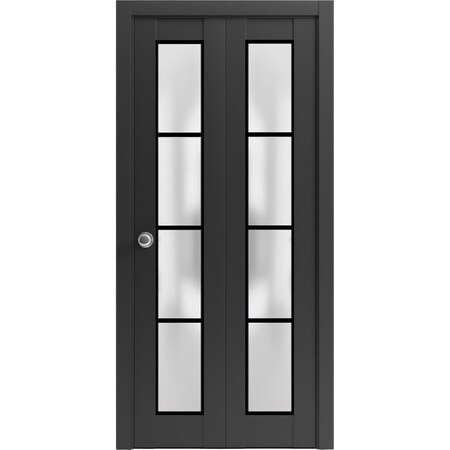Sartodoors Sliding Closet Bi-fold Doors Planum 2132 Black Solid Core Modern Interior PLANUM2132BF-BLK-48 x 96 (2* 24x96)