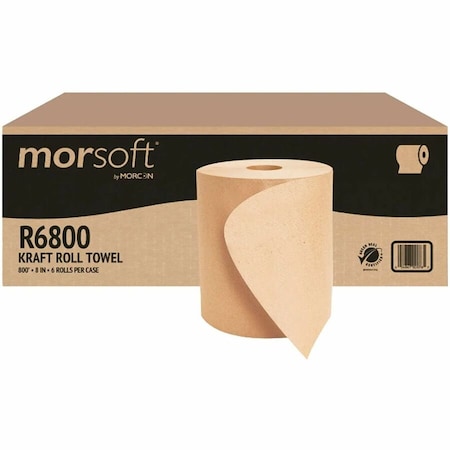Morcon Morsoft Universal Roll Towels, 1-Ply, 8in x 800 ft, Brown, 6PK R6800