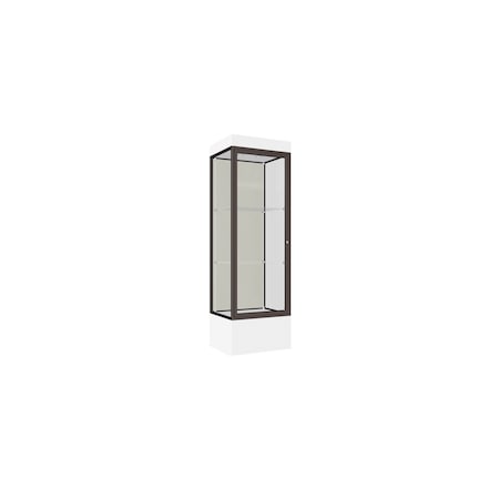 Ghent Lighted Floor Display Case 24x76x20, 12" Base, Bronze 93LFWH-BZ-WHT