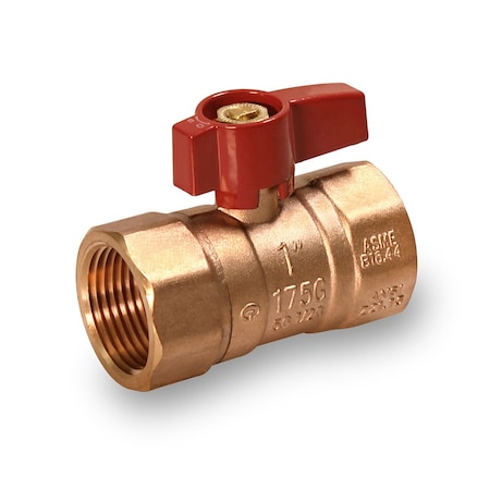Everflow FIP Gas Ball Valve, with Red Aluminum Alloy Handle, Brass 1" 4501T