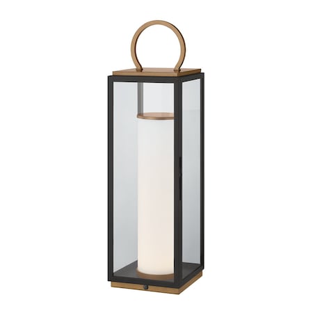 Troy Lighting Gareth Integrated LED Exterior Table Lamp, Patina Brass and Textured Black, 8 In x 29 In RTL6729-PBR/TBK