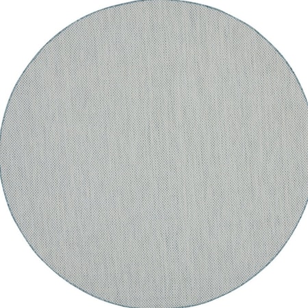 Homeroots 8' Blue Round Geometric Power Loom Area Rug 522011