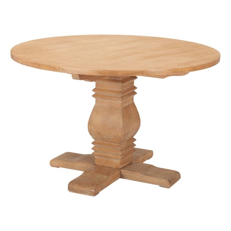 Homeroots 48" Brown Solid Wood Pedestal Base Round Top Dining Table 643962