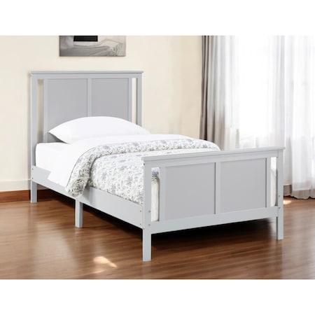 Homeroots Gray And White Reversible Solid Wood Twin Bed Frame 530216