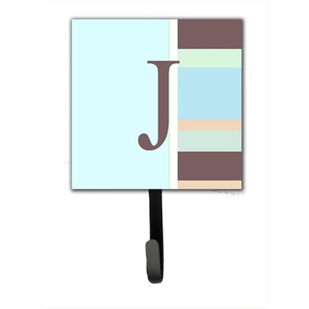 Carolines Treasures Letter J Initial Monogram - Blue Stripes Leash Holder Or Key Hook CJ1003-JSH4