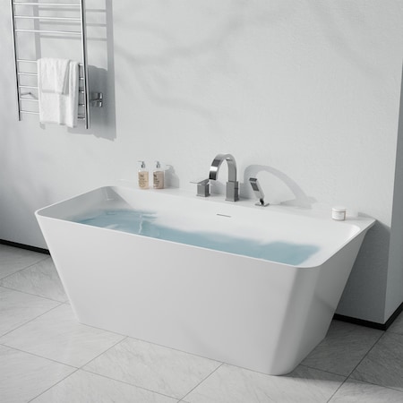 Anzzi Freestanding Tub, 67 in L, 31.5 in W, Polished Chrome, Acrylic, Center FTAZ11467-473CH