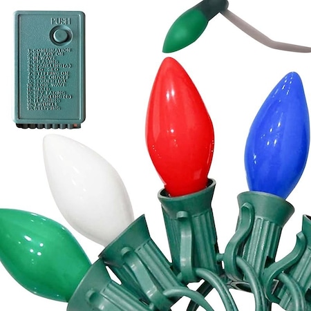 J Hofert Co String Light, 120 V, 4.8 W, 50 -Lamp, LED, Multi-Color, 26.2 ft Length 0964