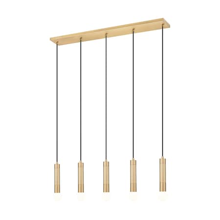 Z-Lite Stari 5-Light Linear Chandelier, 4.75 in W, Modern Gold 1956P-5L-MGLD
