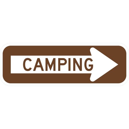 Lyle Camping (w/right arrow), 18x6, Diamond Grade, White G-11375-DG_18x6