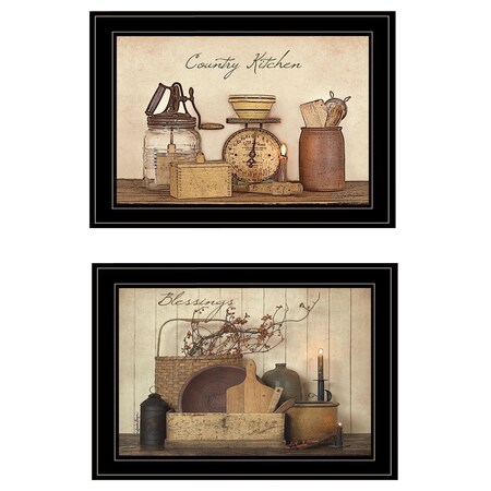 Homeroots Set Of Two Candlelight and Flowers 2 Black Framed Print Wall Art, 2PK 407122