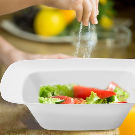 Smarty Had A Party 5 oz. Solid White Rounded Square Disposable Plastic Dessert Bowls (120 Bowls), 120PK 4835WH-CASE