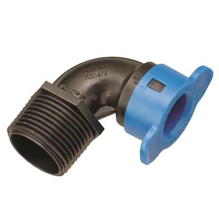 Oraline Orbit Irrigation 0.75 x .5 in. Blu-Lock MPT Plastic Elbow, Black & Blue 7572365