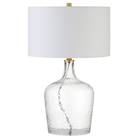 Homeroots 24" Clear Glass Gourd Table Lamp With White Drum Shade 524512