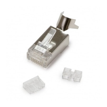 Cable Wholesale Platinum Tools Shielded External Ground Cat6a RJ45 Crimp Connectors for Solid/Stranded Cable 106240