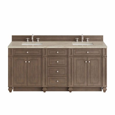 James Martin Vanities Bristol 72" Double Vanity, Whitewashed Walnut, w/ 3 CM Tajnar Eclos Top w/FreePower Wireless Charger 157-V72-WW-FTJR