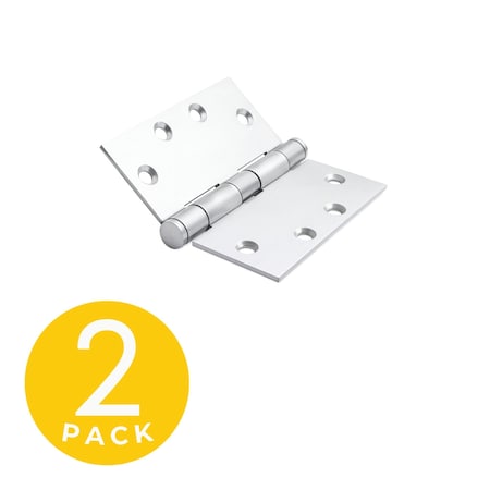 Global Door Controls 4.5inx4.5in Stainless Steel Full Mortise Squared Radius Ball Bearing Door Hinge Removable Pin, 2PK CS4545BB-32D