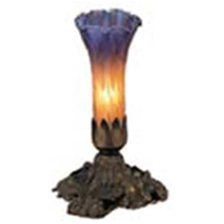 Meyda 8H 1 Light Table Lamp - Mahogany Bronze / Amber Purple Glass 11295
