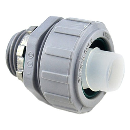 Bridgeport Liquid Tight Conduit Fitting Connector, 1/2 in, Threaded, Nylon, Plain, Gray 430-NMLT