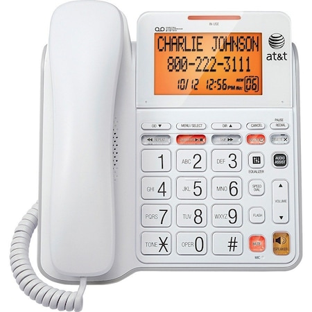 At&T Corded Digital Phone System, XLarge Display, Corded, White ATTCL4940