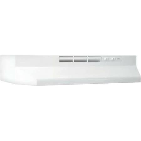 Broan-Nutone 41000 Series Range Hood, 2 Fan, Ductless Vent, 30 in W, 17-1/2 in D, 6 in H, White 413001