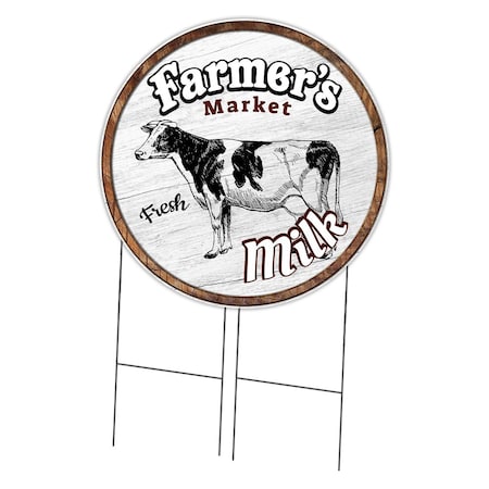 Signmission Farmers Market Milk Double Sided Corrugated Plastic Circle Yard Sign, C-36-CIR-DS-WS-Milk C-36-CIR-DS-WS-Milk