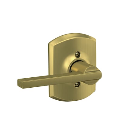 Schlage Residential Latitude Lever with Greenwich Rose Half Dummy Satin Brass Finish F170LAT608GRW