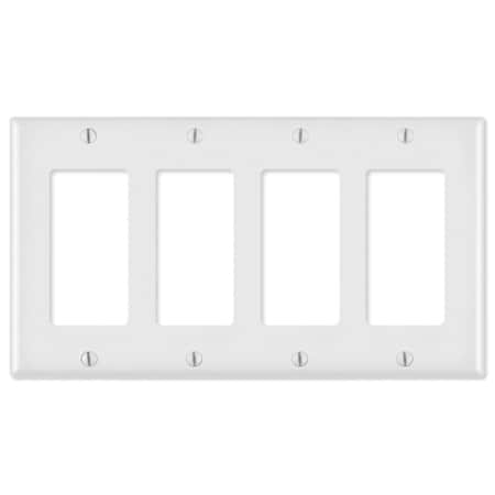 Ezgeneration LV80412x-LV80412W Decora Wallplate, 4 Gang, White EZ2417726
