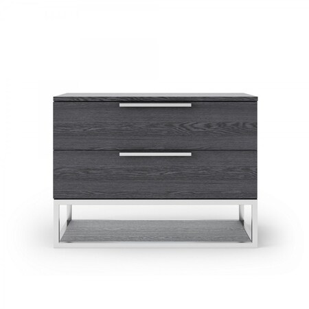 Homeroots 22" Gray Two Drawers Solid Wood Nightstand 473041