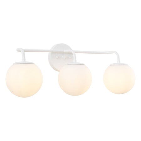 Jonathan Y Louis Parisian Globe 25" 3-Light Metal/Frosted Glass Modern Contemporary LED Vanity Light, White JYL3536D