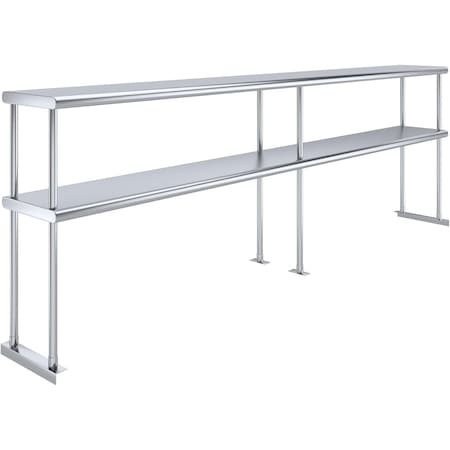 Amgood 12 in. x 96 in.  Stainless Steel Double Deck Over Shelf AMG DOS-1296