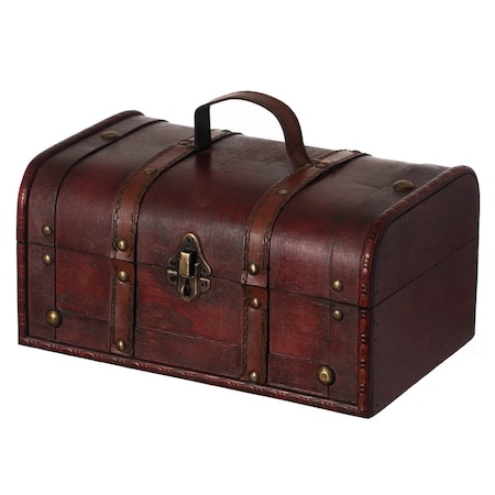 Vintiquewise Decorative Vintage Wood Treasure box - Wooden Trunk Chest with Handle QI003004.SO
