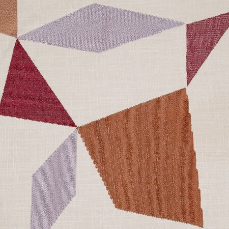 Homeroots 20" Ivory Red and Orange Geometric Cotton Blend Throw Pillow With Embroidery 549430