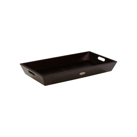 Homeroots 26in Black Solid Wood Handmade Serving Tray With Handles 724370