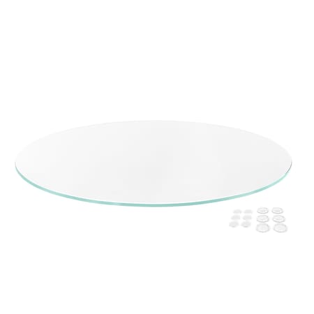 Fab Glass And Mirror 40in Round Ultra Clear Glass Table Top, Flat Edge, Low Iron Extra Clear Tempered Glass 1/4 I LI-40RT6THFL