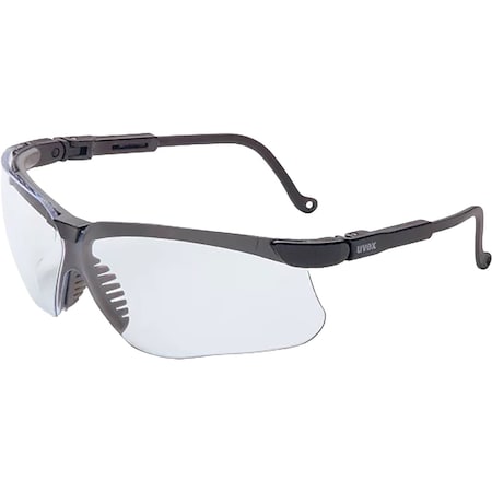 Uvex Semi-Rimless Safety Glasses with Black Frame, Clear Lens with Ultra-Dura Hardcoat S3200