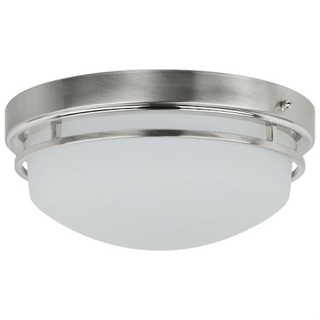 Sunlite 15" LED Dome Ceiling Light Fixture, 23W (100W=) 1380 Lmn Dimmable Brushed Nickel Glass Shade 49055-SU