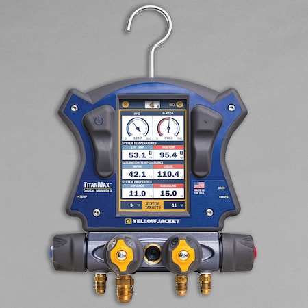Yellow Jacket Manifold Gauge Set, 5 ft Hose, 4 Valves 40880