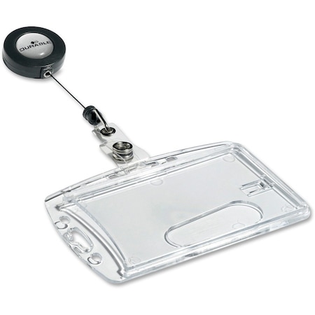 Durable Office Products Durable Shell-Style ID Card Holder, Vertical/Horizontal, With Reel, Clear, 10/Pack 801219