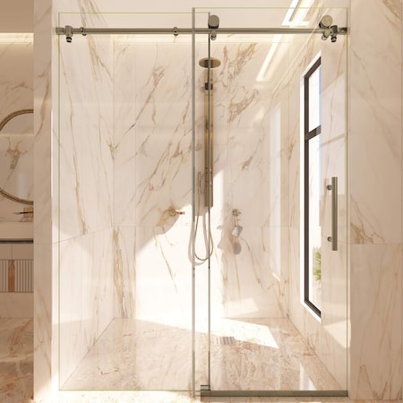 Fab Glass And Mirror Sliding Shower Door Murano Lux, 44-48in W x 76in H - 3/8in (9.5mm) Thick Clear Tempered Gl SHSS10M48X76BN