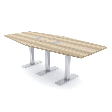 Skutchi Designs 8ft Conference Table With Power Unit | 8 Person Modular Hexagon Meeting Table | Harmony Series HAR-HEX.IR-48X96-T-K525-ESIL