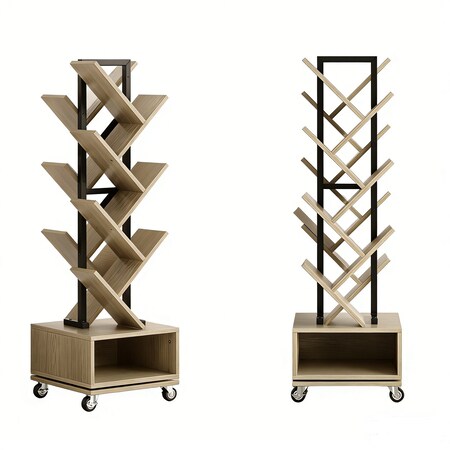 Homeroots 48" Gray Wood Sixteen Tier Etagere Bookcase 717457