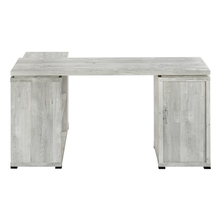 Homeroots 60" Gray L Shape Computer Desk With Three Drawers 333522