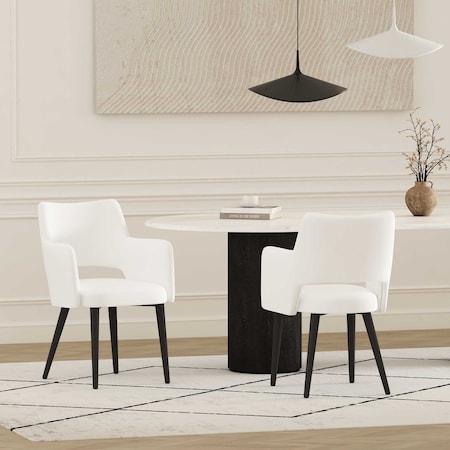 Manhattan Comfort Tremont Dining Arm Chair in White - Set of 2 2-DC104AR-WH