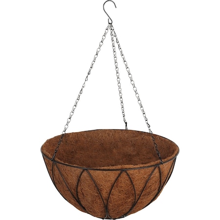 Best Garden 16'' Steel Rod Black Powder Coat Hanging Plant Basket HB1326-16