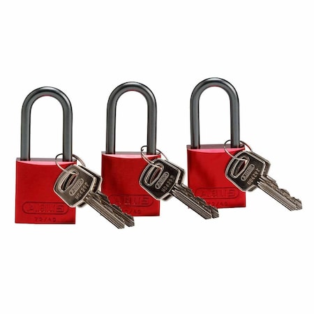 Brady Standard Key Retaining Aluminum Padlocks 1.5 in Aluminum Shackle KA Red 3PK 105902