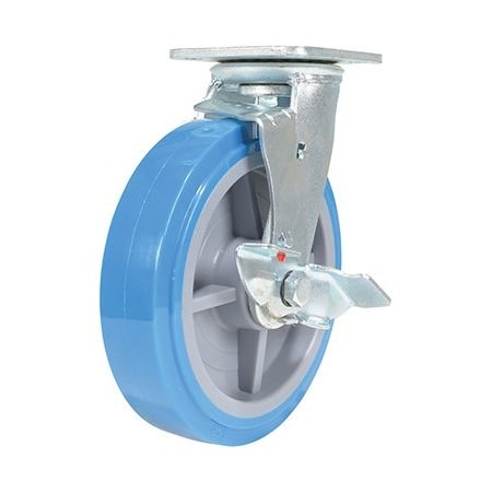 Vestil Polyurethane Swivel With Brake Caster 8 In. Diameter x 2 In. Width 925 lb Light Blue/Gray CST-KB-8X2PUP-SWB