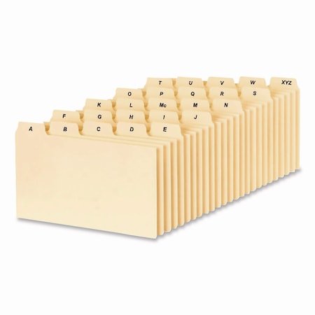 Oxford A-Z Index Card Files, 1/5-Cut Top Tab, Assorted Position, 3 x 5, Manila, 25PK B5325