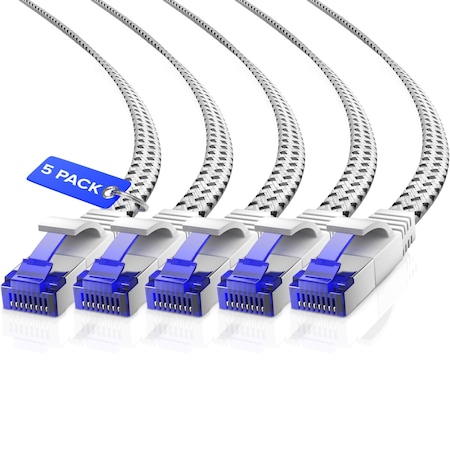 Maximm 3ft Cat7 Shielded Ethernet Cable 10Gbps 600MHz, 5PK, White, 5PK C7F-3FT-5PK-WHBRD
